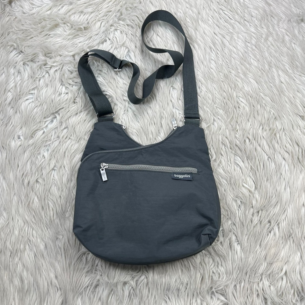 Baggallini Gray‎ Nylon Cohort Double Zip Crossbody Purse